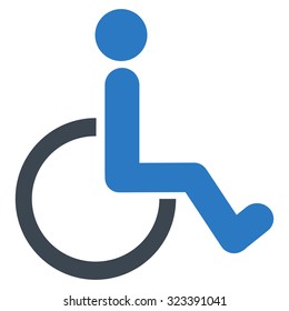 Disabled Person vector icon. Style is bicolor flat symbol, smooth blue colors, rounded angles, white background.