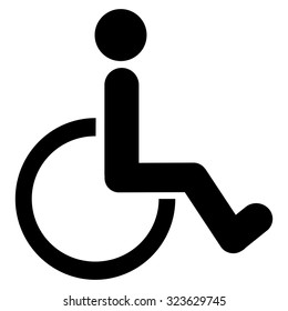Disabled Person vector icon. Style is flat symbol, black color, rounded angles, white background.