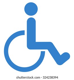 Disabled Person vector icon. Style is flat symbol, cobalt color, rounded angles, white background.