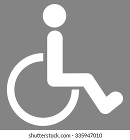 Disabled Person vector icon. Style is flat symbol, white color, rounded angles, gray background.