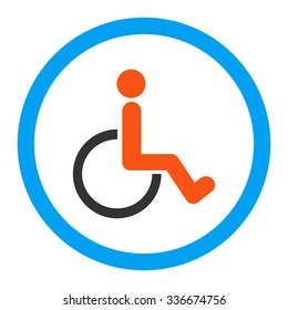 Disabled Person vector icon. Style is flat rounded symbol, bright colors, rounded angles, white background.