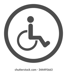 Disabled Person vector icon. Style is flat rounded symbol, gray color, rounded angles, white background.