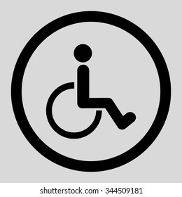 Disabled Person vector icon. Style is flat rounded symbol, black color, rounded angles, light gray background.