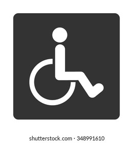 Disabled Person vector icon. Style is flat rounded square button, white and gray colors, white background.