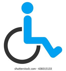Disabled Person vector icon. Style is bicolor flat icon symbol with rounded angles, blue and gray colors, white background.