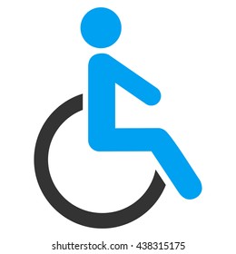 Disabled Person vector icon. Style is bicolor flat icon symbol with rounded angles, blue and gray colors, white background.