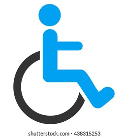 Disabled Person vector icon. Style is bicolor flat icon symbol with rounded angles, blue and gray colors, white background.