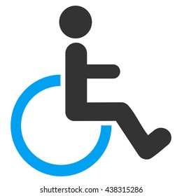 Disabled Person vector icon. Style is bicolor flat icon symbol with rounded angles, blue and gray colors, white background.