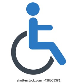 Disabled Person vector icon. Style is bicolor flat icon symbol with rounded angles, smooth blue colors, white background.