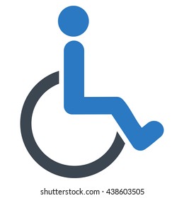 Disabled Person vector icon. Style is bicolor flat icon symbol with rounded angles, smooth blue colors, white background.