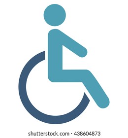 Disabled Person vector icon. Style is bicolor flat icon symbol with rounded angles, cyan and blue colors, white background.