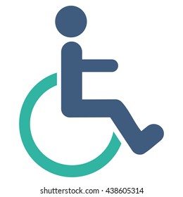 Disabled Person vector icon. Style is bicolor flat icon symbol with rounded angles, cobalt and cyan colors, white background.