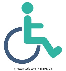 Disabled Person vector icon. Style is bicolor flat icon symbol with rounded angles, cobalt and cyan colors, white background.