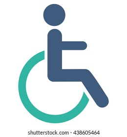 Disabled Person vector icon. Style is bicolor flat icon symbol with rounded angles, cobalt and cyan colors, white background.