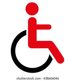 Disabled Person vector icon. Style is bicolor flat icon symbol with rounded angles, intensive red and black colors, white background.