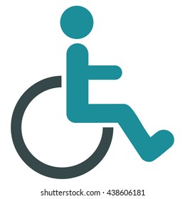 Disabled Person vector icon. Style is bicolor flat icon symbol with rounded angles, soft blue colors, white background.