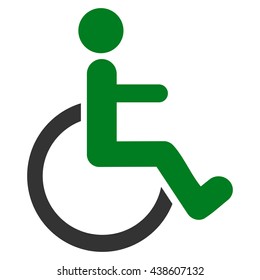 Disabled Person vector icon. Style is bicolor flat icon symbol with rounded angles, green and gray colors, white background.