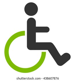 Disabled Person vector icon. Style is bicolor flat icon symbol with rounded angles, eco green and gray colors, white background.