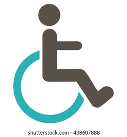 Disabled Person vector icon. Style is bicolor flat icon symbol with rounded angles, grey and cyan colors, white background.