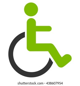 Disabled Person vector icon. Style is bicolor flat icon symbol with rounded angles, eco green and gray colors, white background.