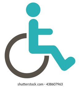Disabled Person vector icon. Style is bicolor flat icon symbol with rounded angles, grey and cyan colors, white background.