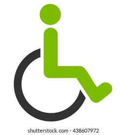 Disabled Person vector icon. Style is bicolor flat icon symbol with rounded angles, eco green and gray colors, white background.