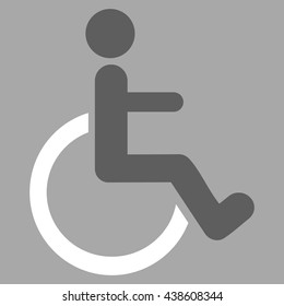 Disabled Person vector icon. Style is bicolor flat icon symbol with rounded angles, dark gray and white colors, silver background.