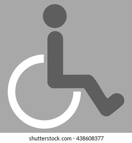 Disabled Person vector icon. Style is bicolor flat icon symbol with rounded angles, dark gray and white colors, silver background.