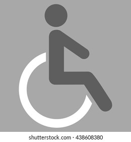 Disabled Person vector icon. Style is bicolor flat icon symbol with rounded angles, dark gray and white colors, silver background.