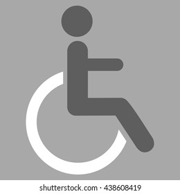 Disabled Person vector icon. Style is bicolor flat icon symbol with rounded angles, dark gray and white colors, silver background.