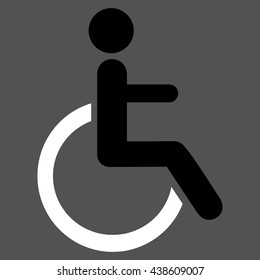 Disabled Person vector icon. Style is bicolor flat icon symbol with rounded angles, black and white colors, gray background.