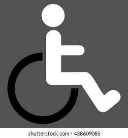 Disabled Person vector icon. Style is bicolor flat icon symbol with rounded angles, black and white colors, gray background.