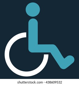 Disabled Person vector icon. Style is bicolor flat icon symbol with rounded angles, blue and white colors, dark blue background.
