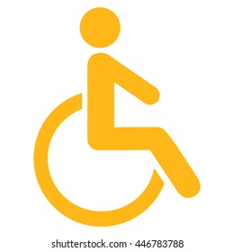 Disabled Person vector icon. Style is flat icon symbol with rounded angles, yellow color, white background.