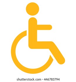 Disabled Person vector icon. Style is flat icon symbol with rounded angles, yellow color, white background.