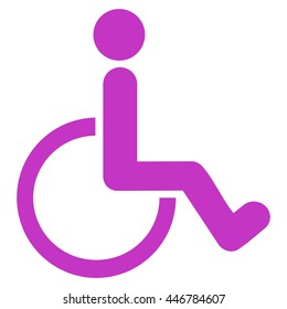 Disabled Person vector icon. Style is flat icon symbol with rounded angles, violet color, white background.
