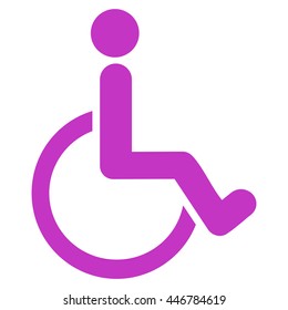 Disabled Person vector icon. Style is flat icon symbol with rounded angles, violet color, white background.