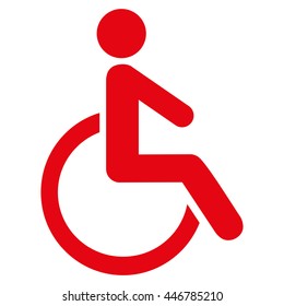 Disabled Person vector icon. Style is flat icon symbol with rounded angles, red color, white background.