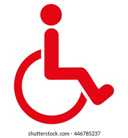 Disabled Person vector icon. Style is flat icon symbol with rounded angles, red color, white background.