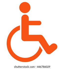 Disabled Person vector icon. Style is flat icon symbol with rounded angles, orange color, white background.