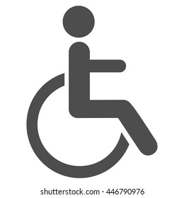 Disabled Person vector icon. Style is flat icon symbol with rounded angles, gray color, white background.