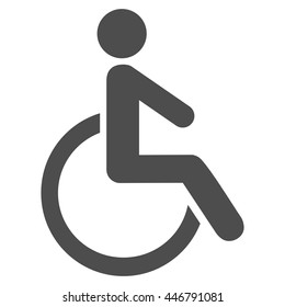 Disabled Person vector icon. Style is flat icon symbol with rounded angles, gray color, white background.