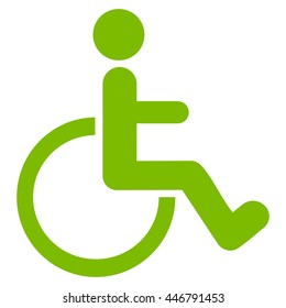 Disabled Person vector icon. Style is flat icon symbol with rounded angles, eco green color, white background.