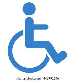 Disabled Person vector icon. Style is flat icon symbol with rounded angles, cobalt color, white background.