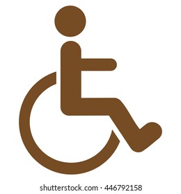 Disabled Person vector icon. Style is flat icon symbol with rounded angles, brown color, white background.