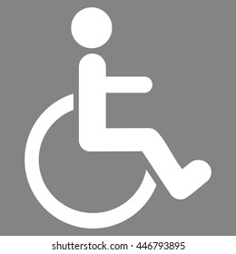 Disabled Person vector icon. Style is flat icon symbol with rounded angles, white color, gray background.