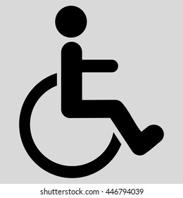 Disabled Person vector icon. Style is flat icon symbol with rounded angles, black color, light gray background.
