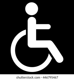 Disabled Person vector icon. Style is flat icon symbol with rounded angles, white color, black background.