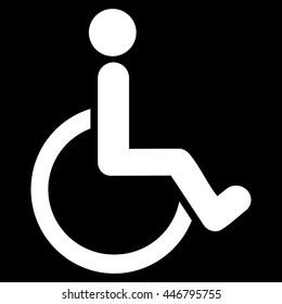 Disabled Person vector icon. Style is flat icon symbol with rounded angles, white color, black background.