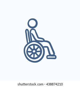 Disabled person vector sketch icon isolated on background. Hand drawn Disabled person icon. Disabled person sketch icon for infographic, website or app.